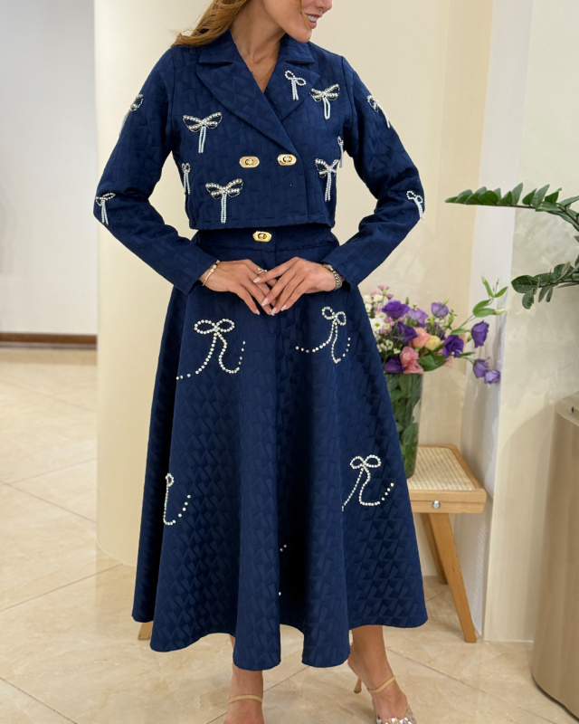 کت و دامن پاپیون سرمه‌ای