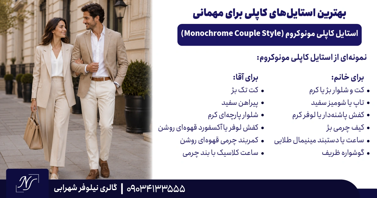2️⃣ استایل کاپلی مونوکروم (Monochrome Couple Style) 2️⃣ استایل کاپلی مونوکروم (Monochrome Couple Style)